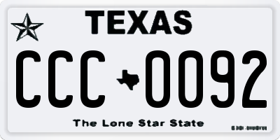 TX license plate CCC0092