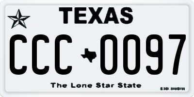 TX license plate CCC0097