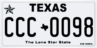 TX license plate CCC0098