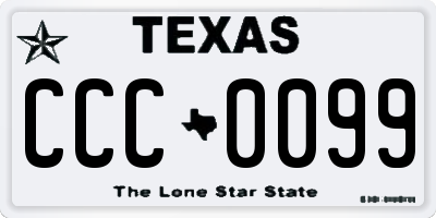 TX license plate CCC0099