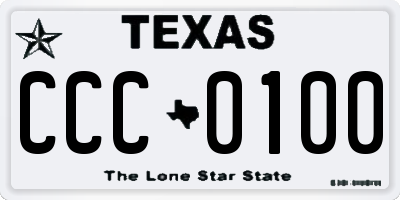 TX license plate CCC0100