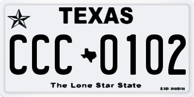 TX license plate CCC0102