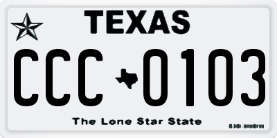TX license plate CCC0103