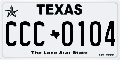 TX license plate CCC0104