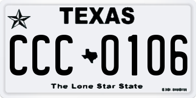 TX license plate CCC0106