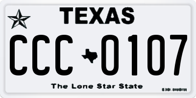 TX license plate CCC0107