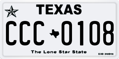 TX license plate CCC0108