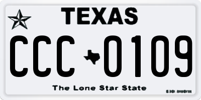 TX license plate CCC0109