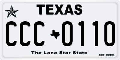 TX license plate CCC0110