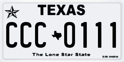 TX license plate CCC0111