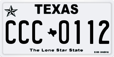 TX license plate CCC0112