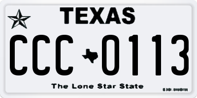 TX license plate CCC0113