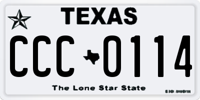 TX license plate CCC0114
