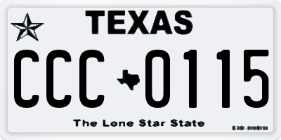 TX license plate CCC0115