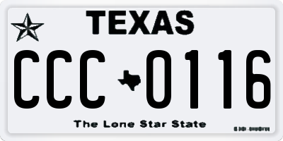 TX license plate CCC0116