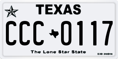 TX license plate CCC0117