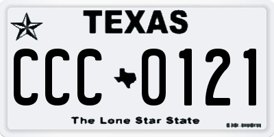 TX license plate CCC0121
