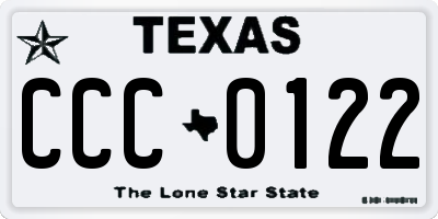 TX license plate CCC0122