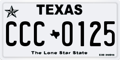 TX license plate CCC0125
