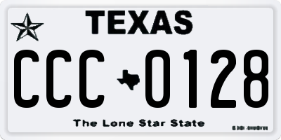 TX license plate CCC0128