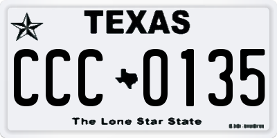 TX license plate CCC0135