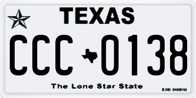 TX license plate CCC0138