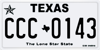 TX license plate CCC0143