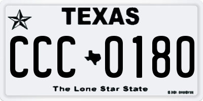 TX license plate CCC0180