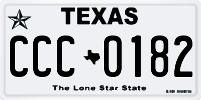 TX license plate CCC0182
