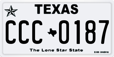 TX license plate CCC0187