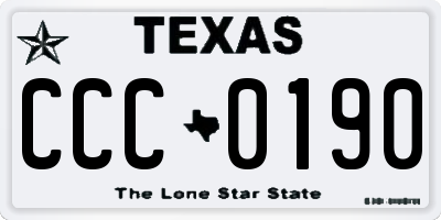TX license plate CCC0190