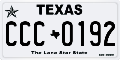 TX license plate CCC0192