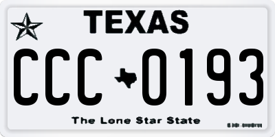 TX license plate CCC0193