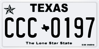 TX license plate CCC0197