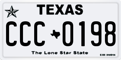 TX license plate CCC0198