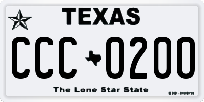 TX license plate CCC0200