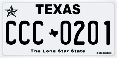 TX license plate CCC0201