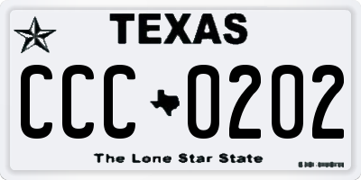 TX license plate CCC0202