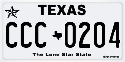 TX license plate CCC0204