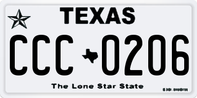 TX license plate CCC0206