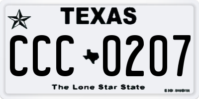 TX license plate CCC0207