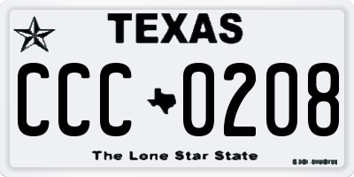 TX license plate CCC0208