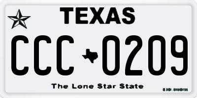 TX license plate CCC0209