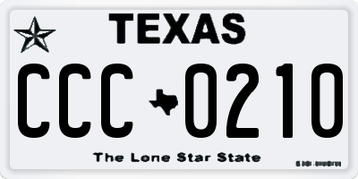 TX license plate CCC0210