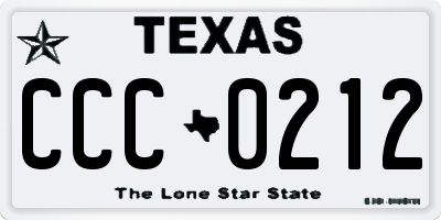 TX license plate CCC0212