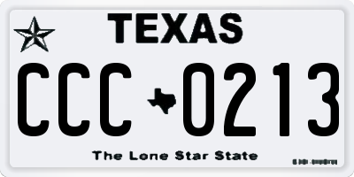 TX license plate CCC0213