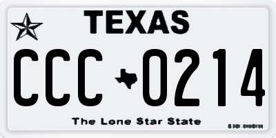 TX license plate CCC0214