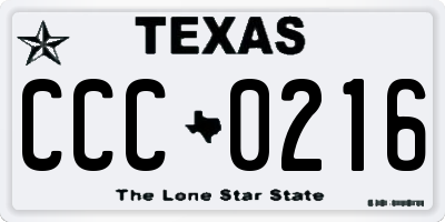 TX license plate CCC0216