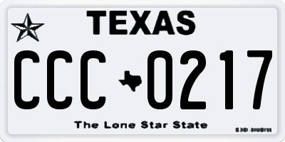 TX license plate CCC0217