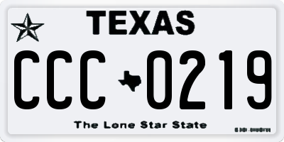 TX license plate CCC0219
